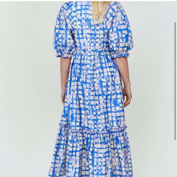 ⭐️Hunter Bell Palmer Dress in Cobblestone large Blue Yellow⭐️ - Picture 7 of 10